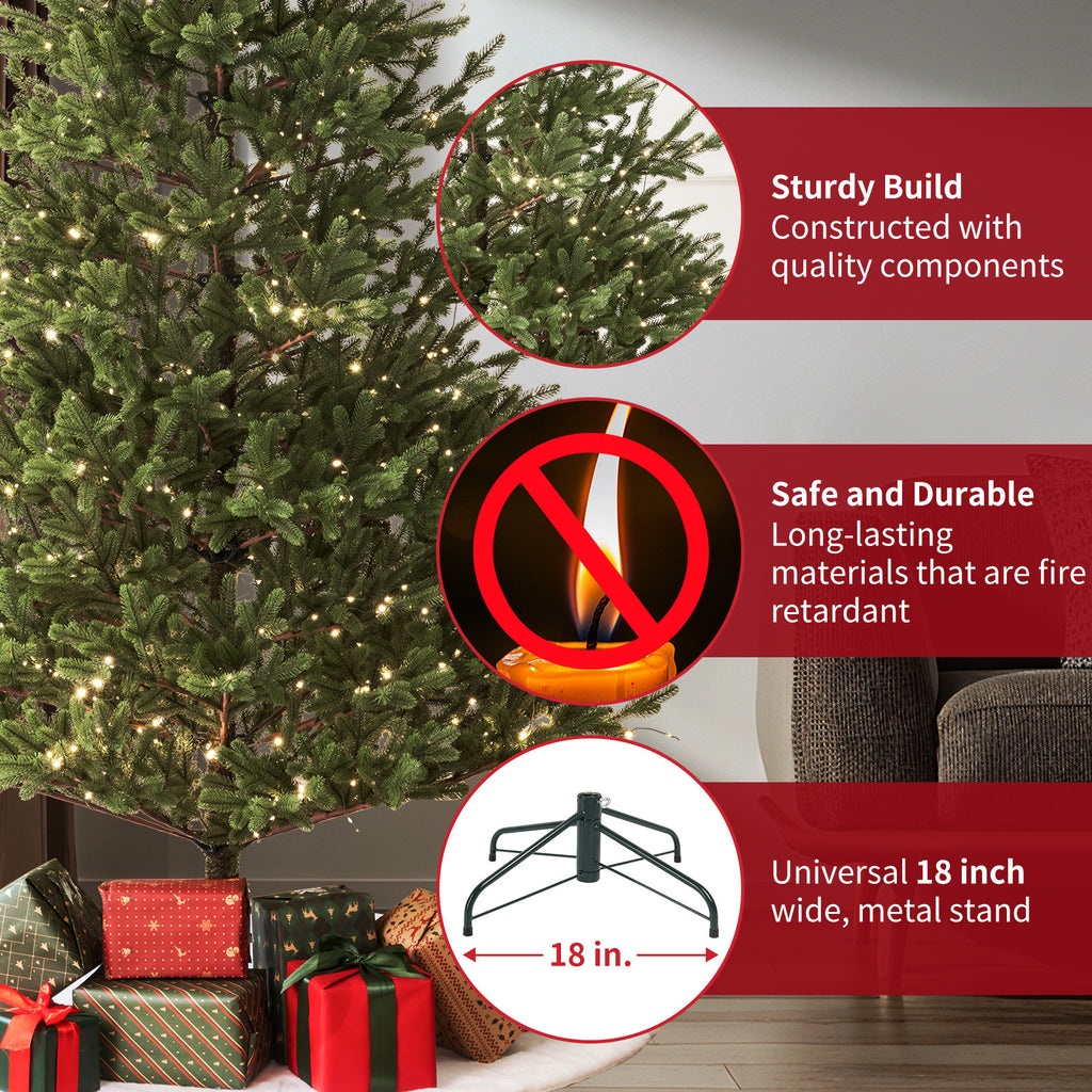 Balsam Fir Heritage 7.5ft Christmas Tree Pre-Lit Artificial Full With Low-Voltage Warm LED Lights, Foldable Stand & Realistic Flame-Resistant Branches
